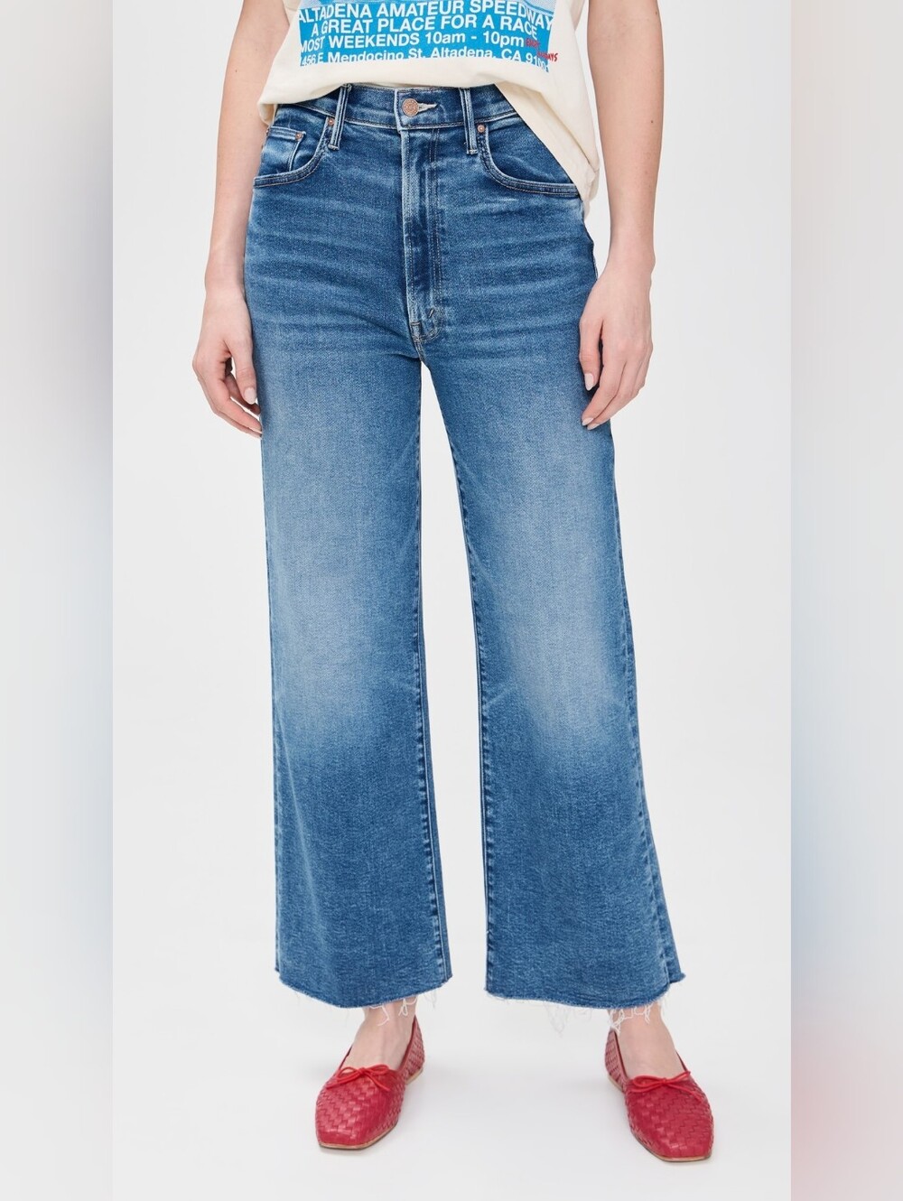 Mother- Women's Size 26 High-Rise Wide-Leg Jeans in Medium Blue